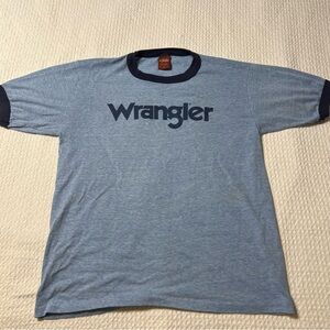 Vintage Wrangler Men's Heather Blue Ringer Tee